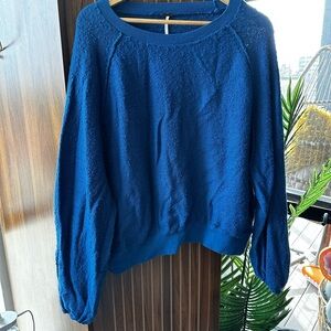 Free People Blue Textured Sweater Oversized Size S